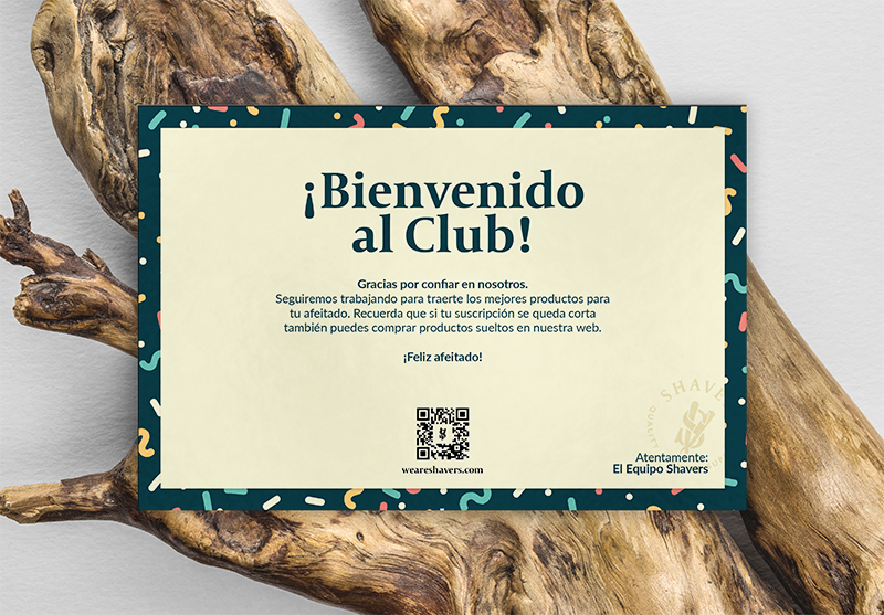 Shavers welcome card.