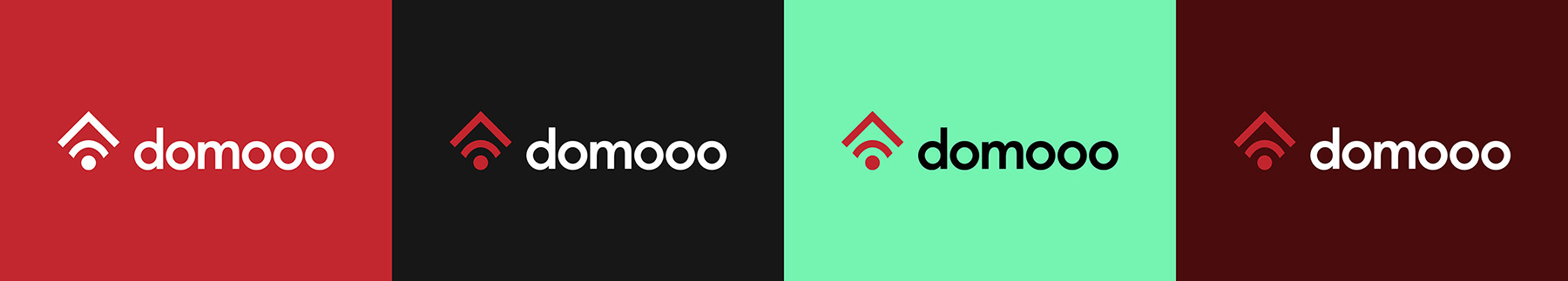 Domooo logo placed on different background color.