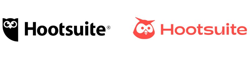 Hootsuite logo redesign before and after.