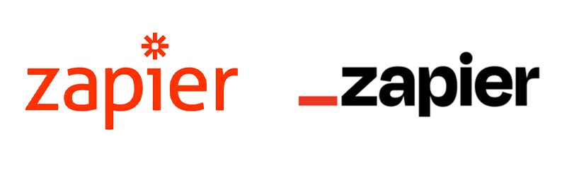 Zapier logo redesign before and after.