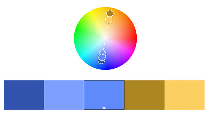 Color wheel with blues and yellows.