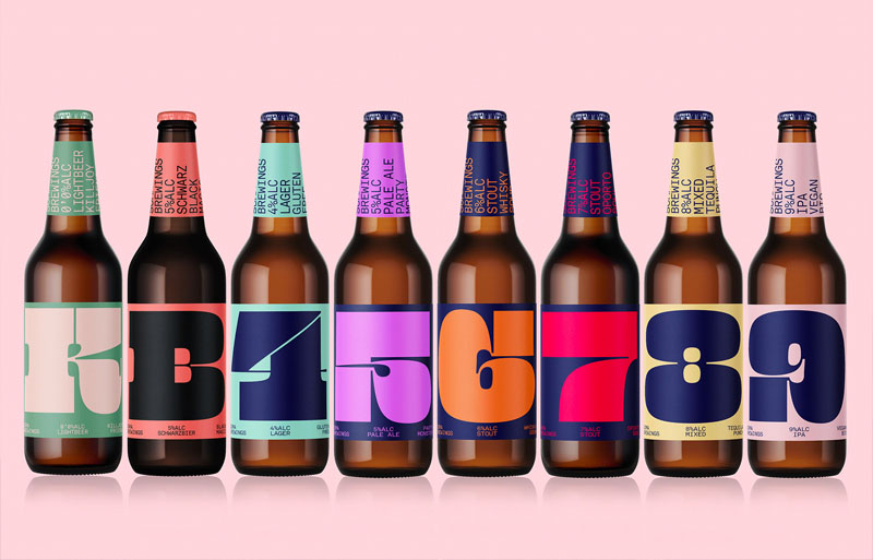 High contrast beer packaging bottles