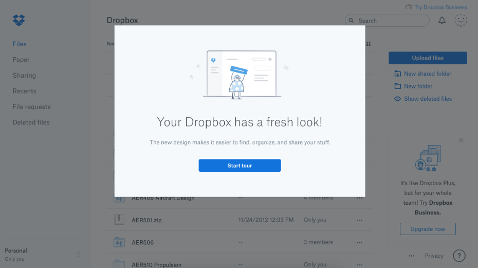 dropbox modal